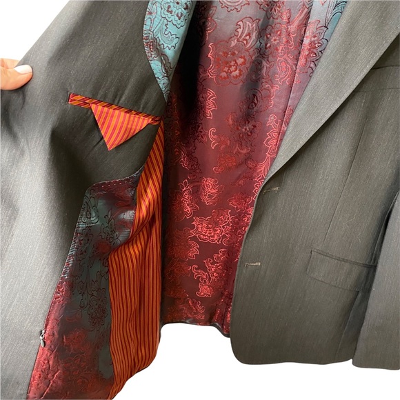 Ted Baker Endurance Gunmetal Gray Wool Sportscoat Blazer Jacket 40L - Picture 5 of 10